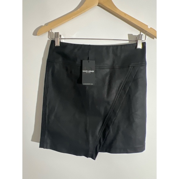 David Lerner Black Leather Skirt - Picture 1 of 4